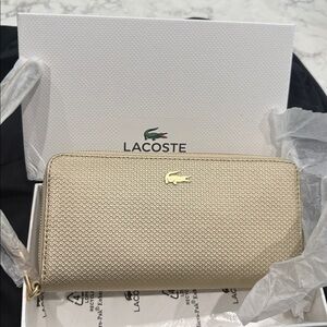 Lacoste Gold Zip Wristlet Wallet